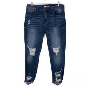 Refuge Dark Blue Distressed Size 10 Ankle Jeans